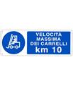 Cartello 'velocita massima dei carrelli KM 10' 1933